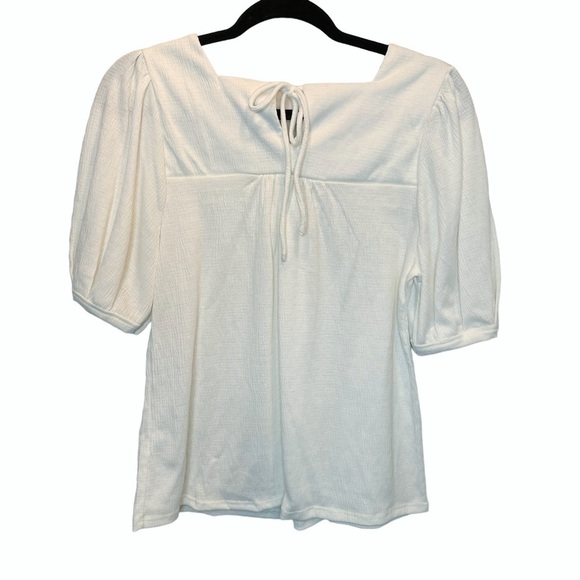 Everleigh Square Neck Lace Knit Top in White XS New - Picture 6 of 6